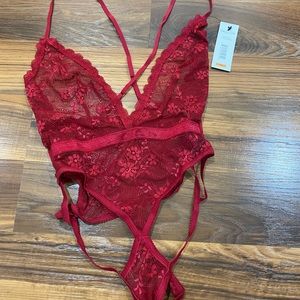 Red one-piece lingerie